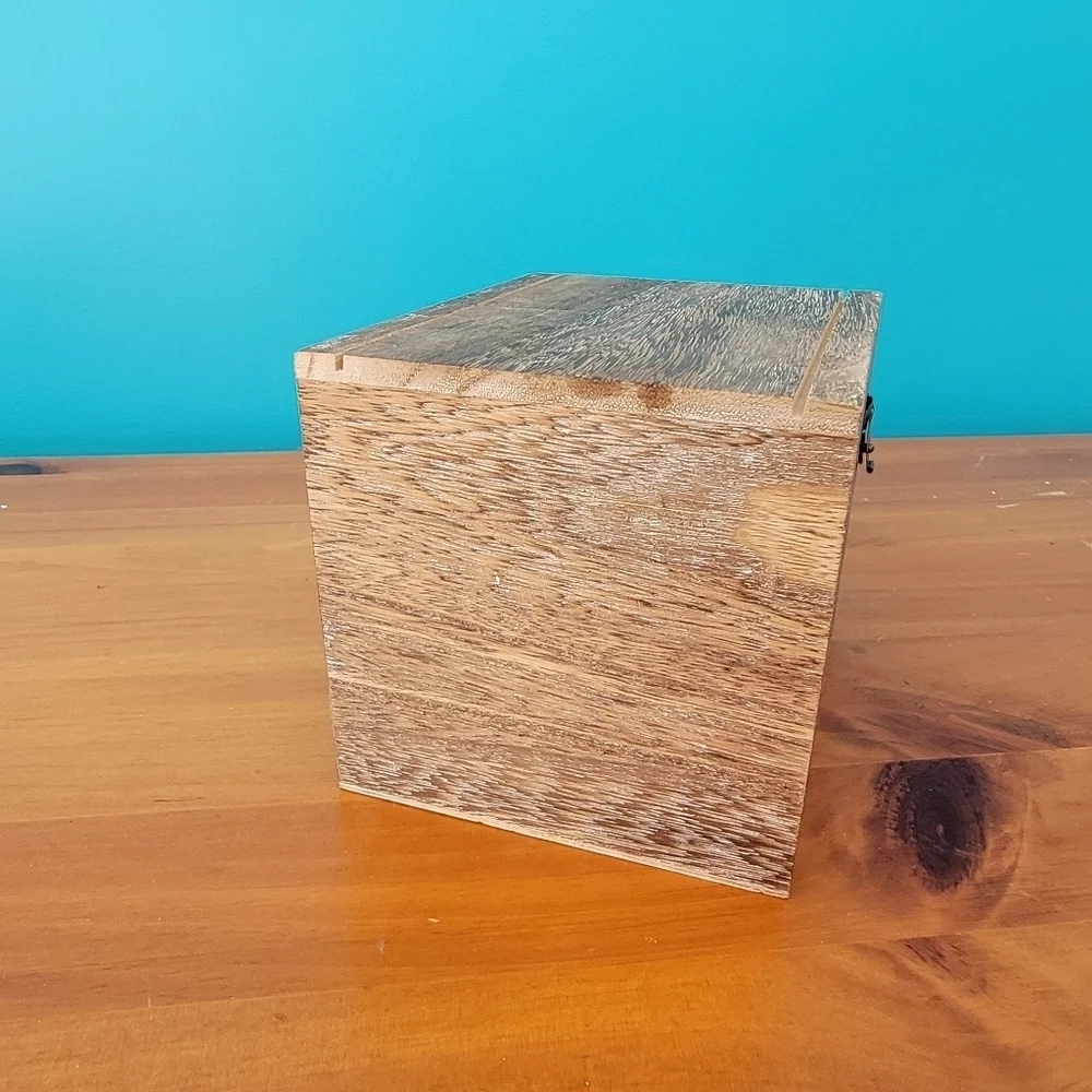 Rustic Hinged Wooden Recipe Box Folk Art Cutout Farmhouse